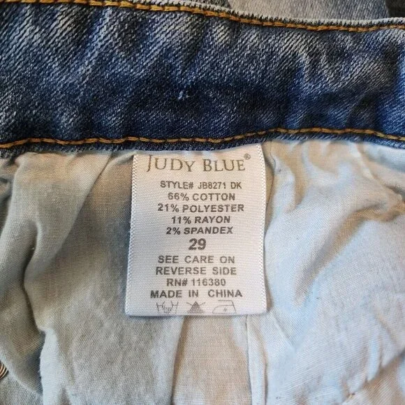 Judy Blue Distressed Relaxed Fit High Waist Stretchy Medium Wash Ankle Jeans 29 - Picture 8 of 12